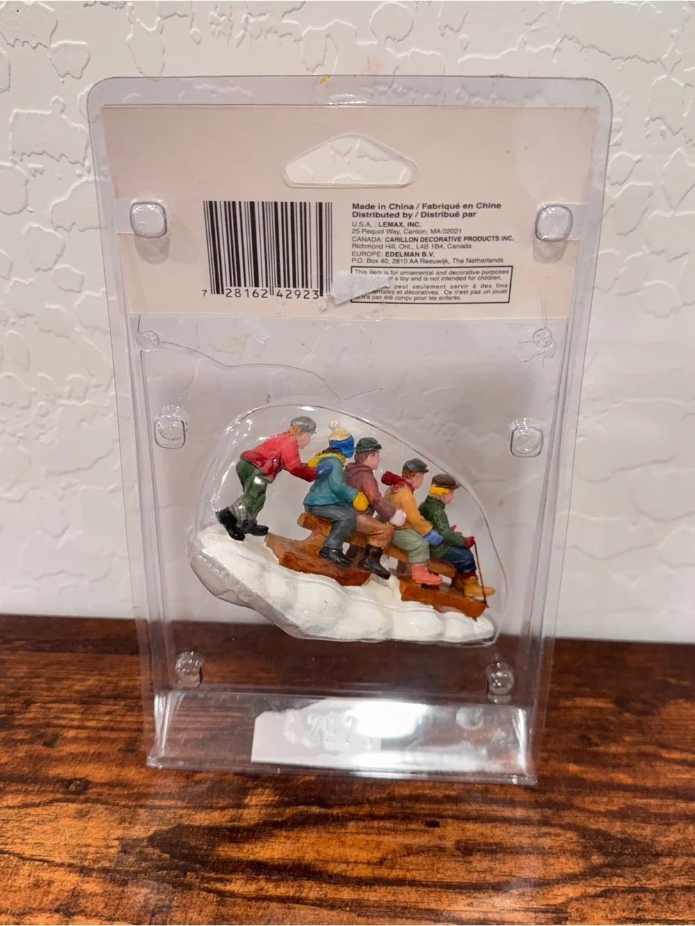 LEMAX Village Collection Here We Go! On Y Va! Sled Figurine 2004 Poly Resin New